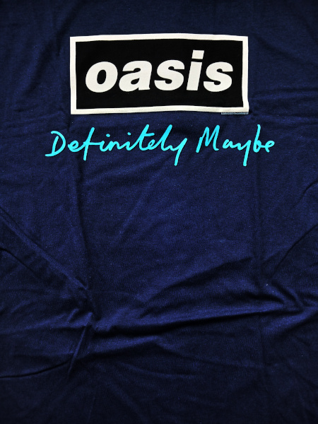 Oasis Definitely Maybe Text Logo Tシャツ NAVY BLUE/XLサイズ